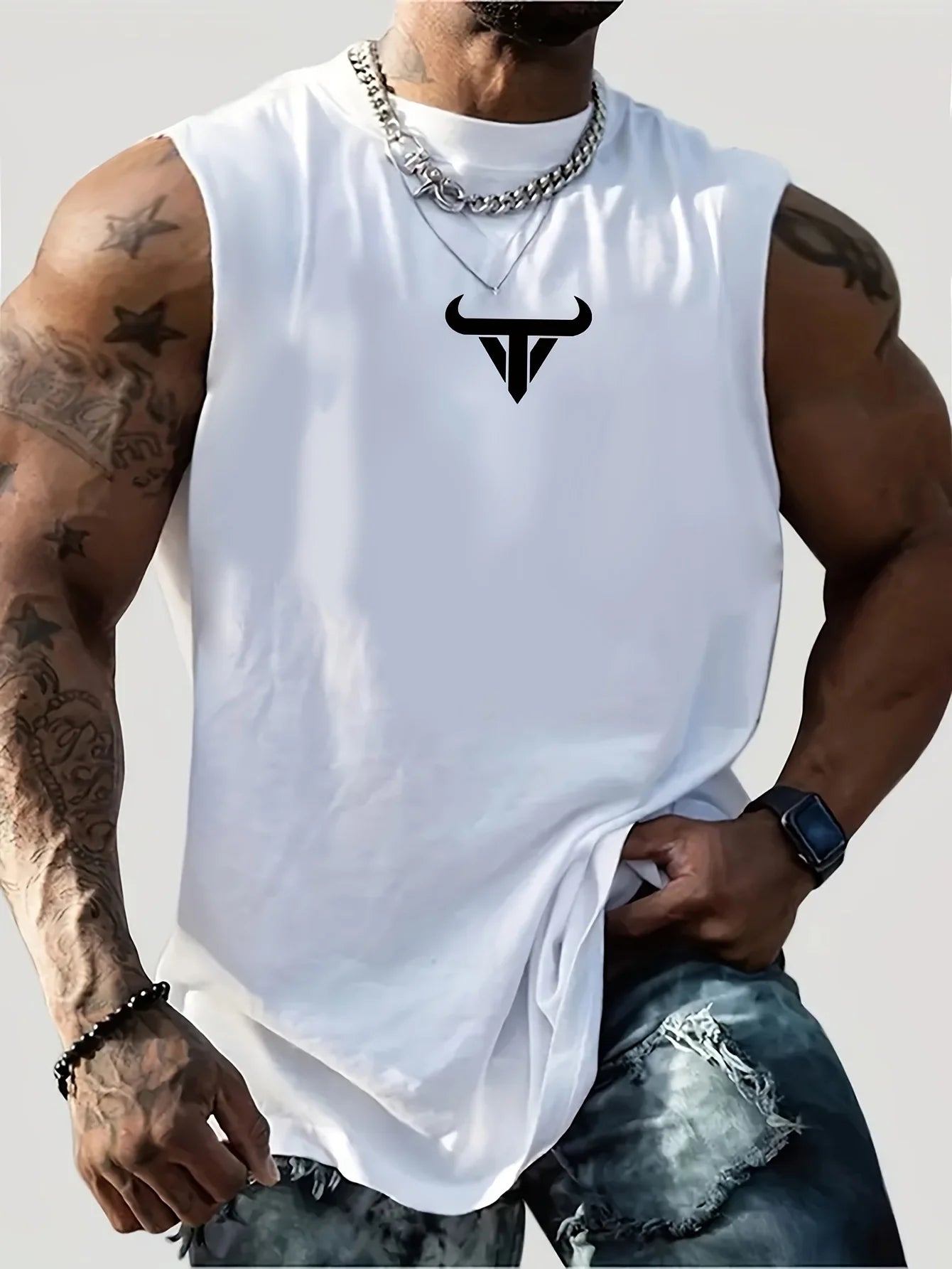 Men's Bull Print Breathable Sleeveless Vest - Style & Comfort - MENLOFT LLC