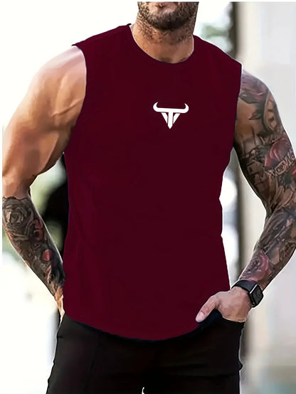 Men's Bull Print Breathable Sleeveless Vest - Style & Comfort - MENLOFT LLC