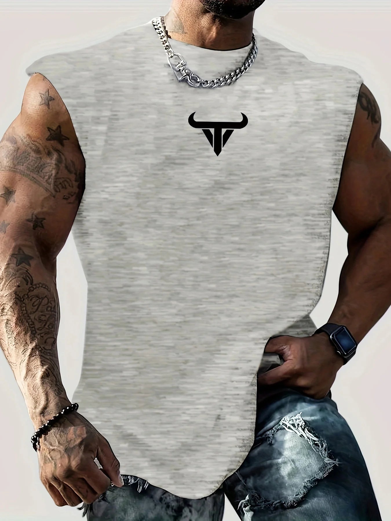 Men's Bull Print Breathable Sleeveless Vest - Style & Comfort - MENLOFT LLC