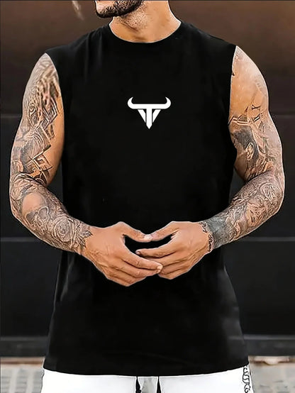 Men's Bull Print Breathable Sleeveless Vest - Style & Comfort - MENLOFT LLC