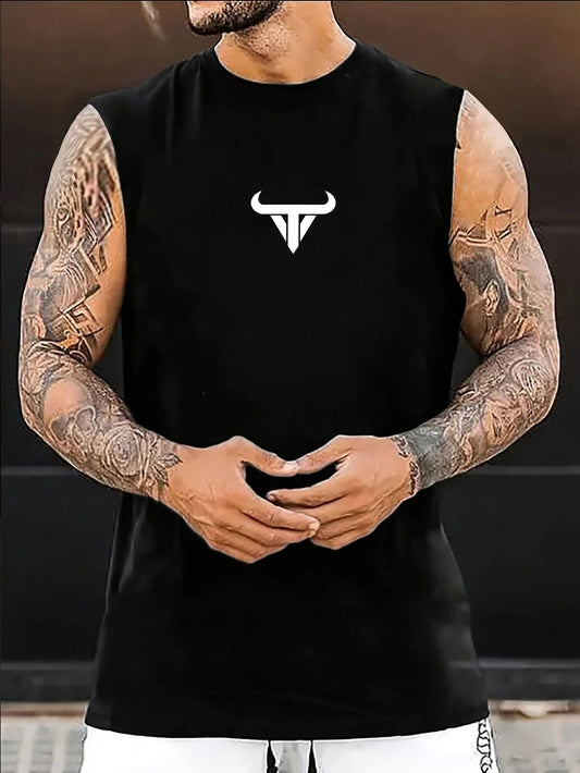 Men's Bull Print Breathable Sleeveless Vest - Style & Comfort - MENLOFT LLC