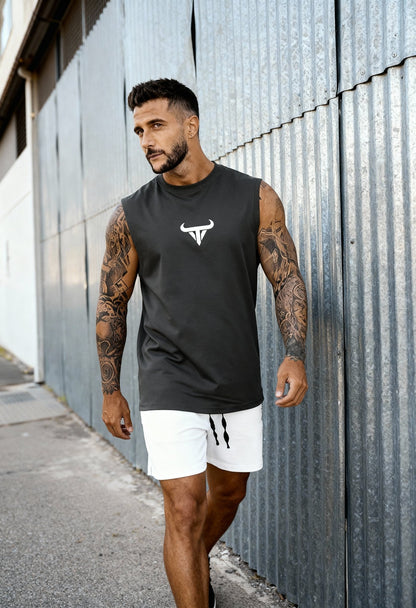 men’s sleeveless vest bull print detail Menloft