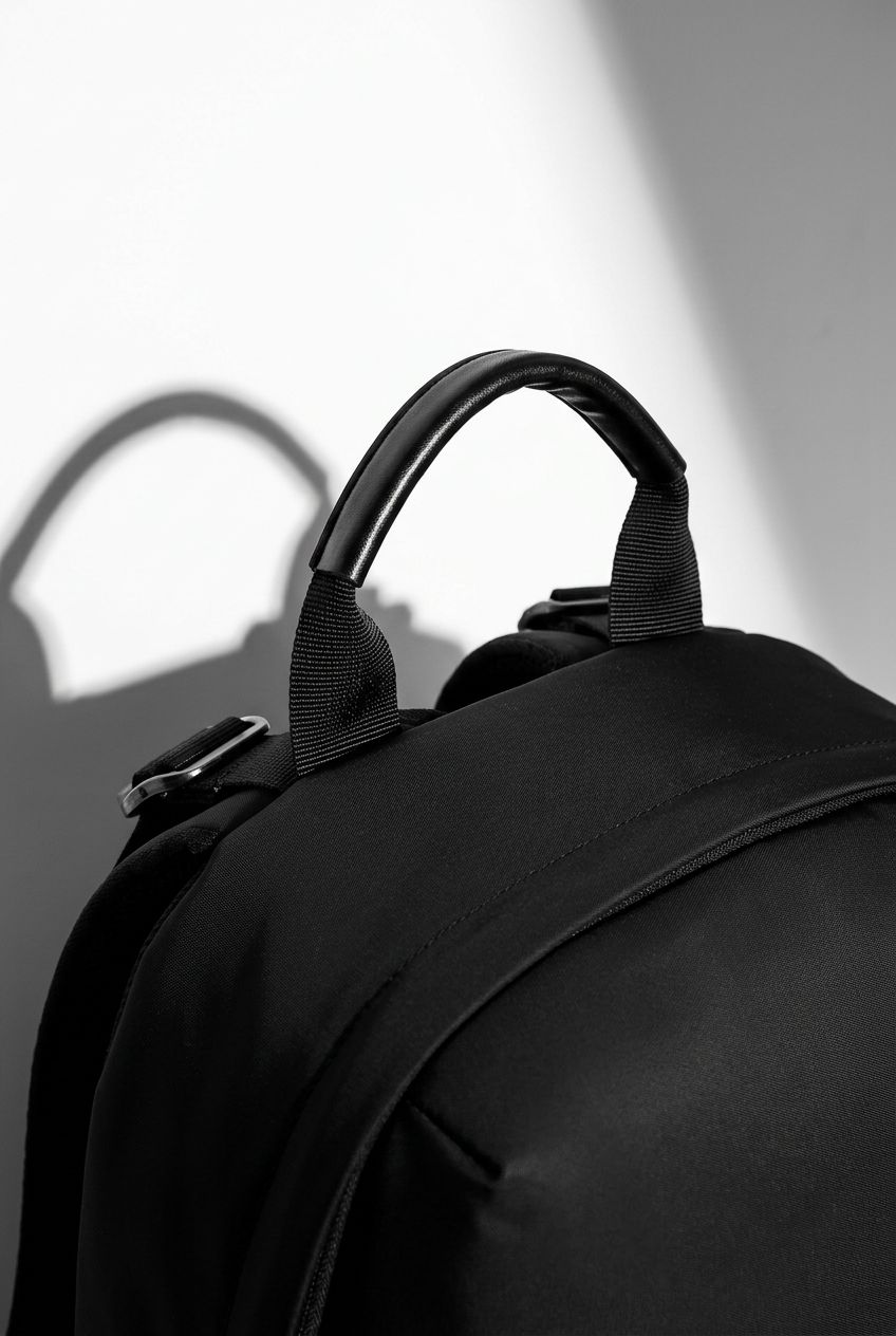 Interior view of Men Business Backpack, with padded laptop sleeve.