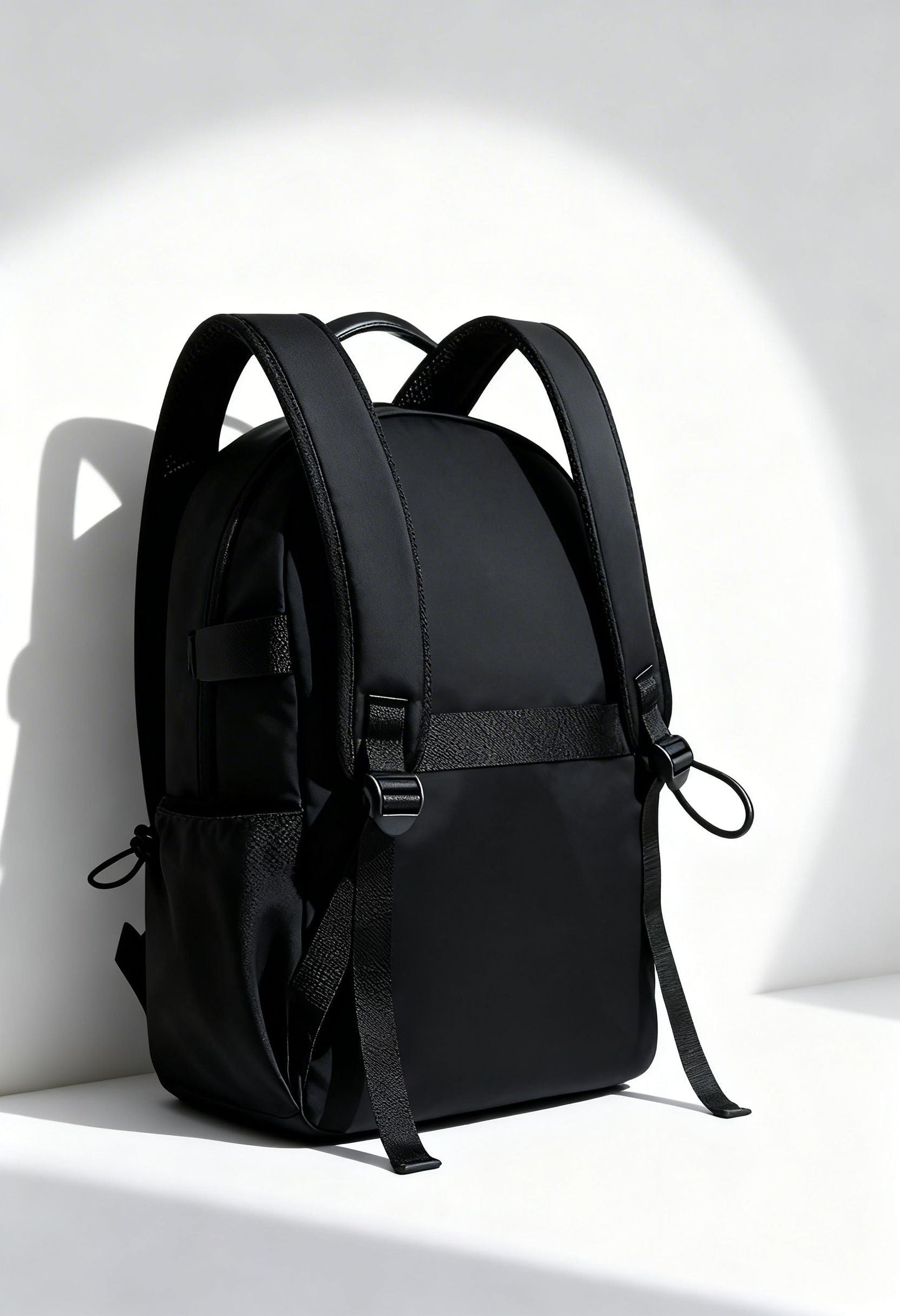 Detail of Men Business Backpack zipper and durable Oxford cloth material.