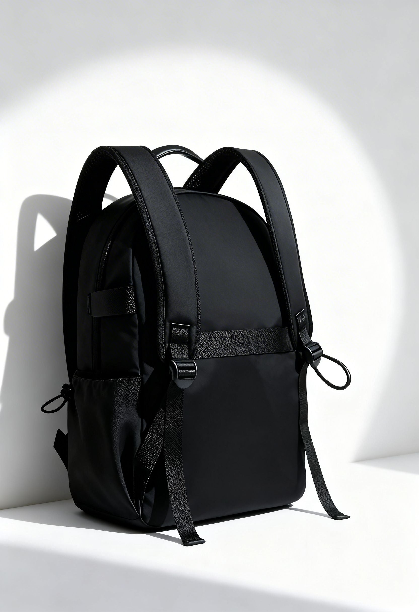 Detail of Men Business Backpack zipper and durable Oxford cloth material.