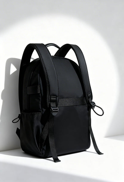 Detail of Men Business Backpack zipper and durable Oxford cloth material.
