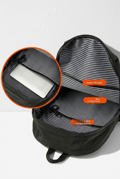 Side view of Men Business Backpack, showing spacious compartments.