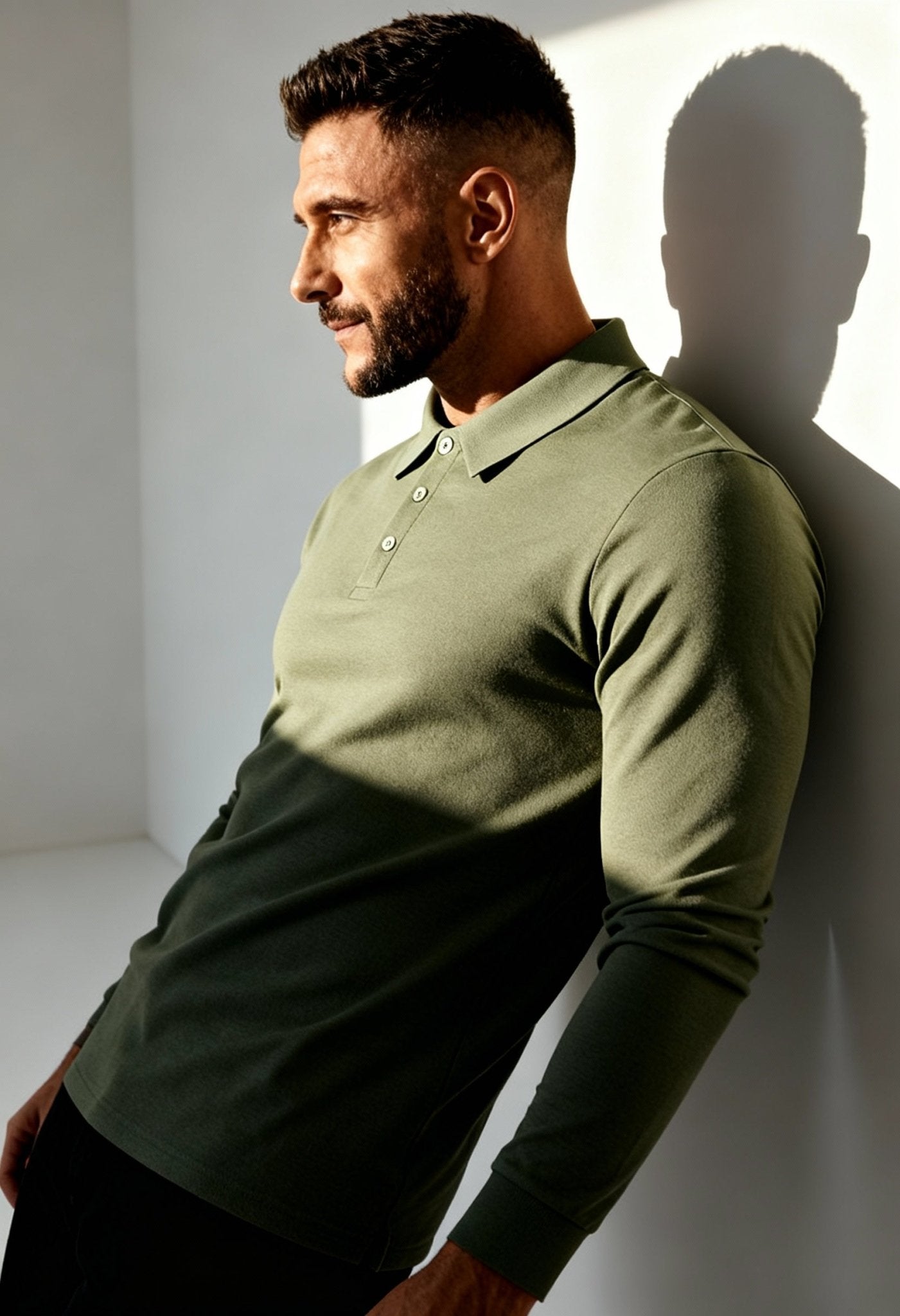 Men's Elegant Slim Fit Long Sleeve Polo - Menloft