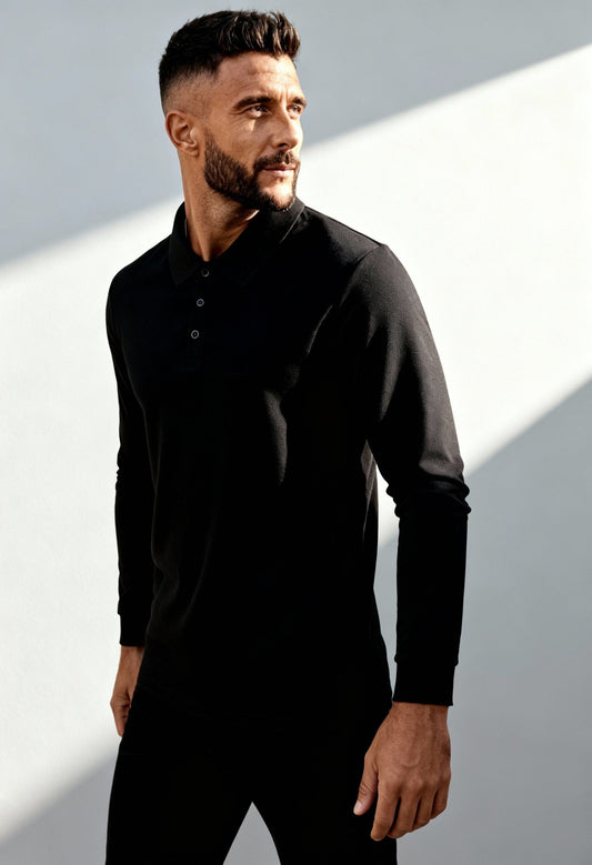 Men's Elegant Slim Fit Long Sleeve Polo - Menloft