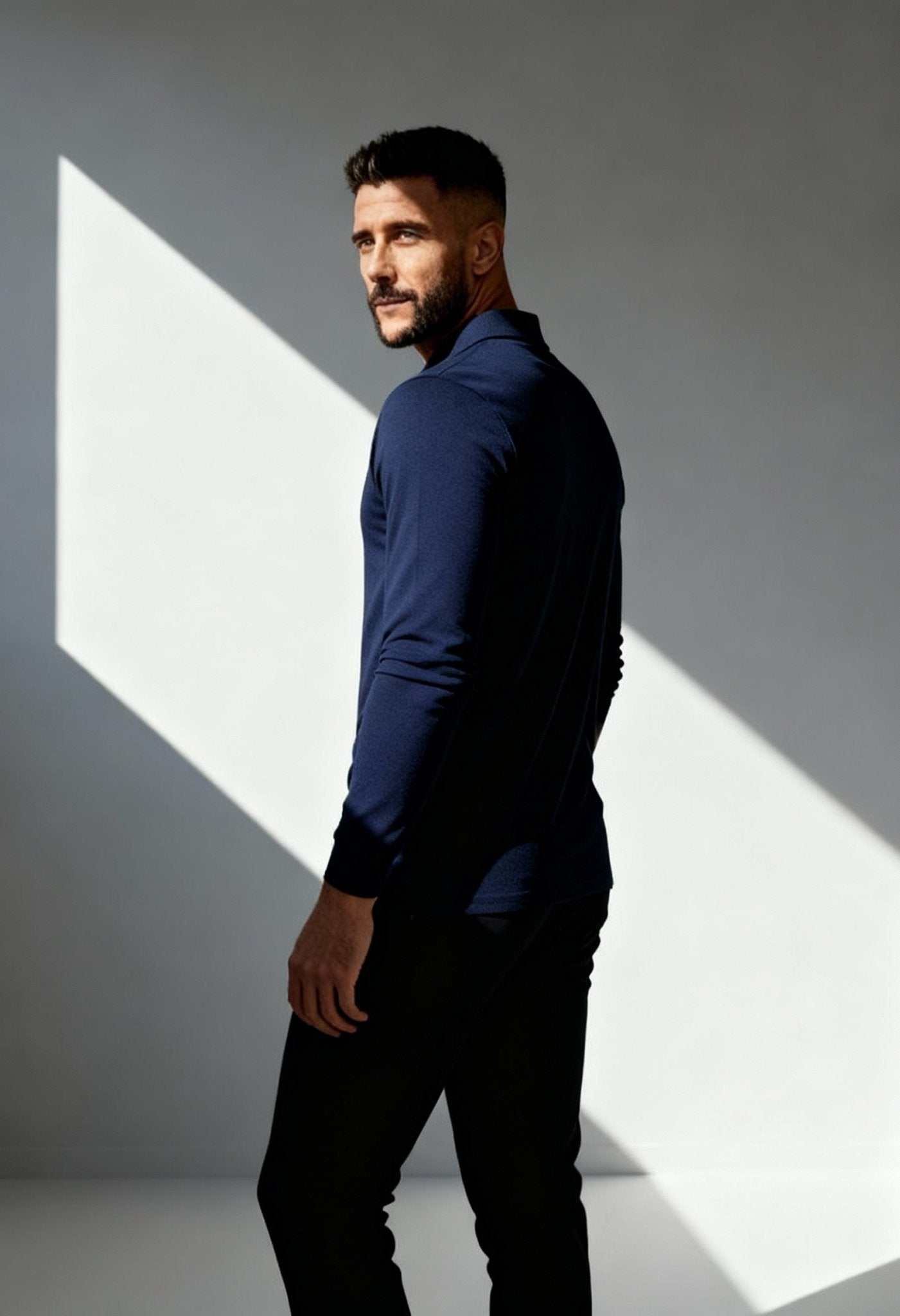 Men's Elegant Slim Fit Long Sleeve Polo - Menloft