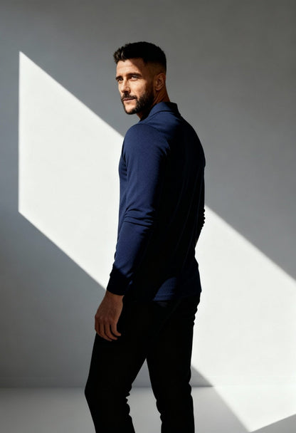 Men's Elegant Slim Fit Long Sleeve Polo - Menloft