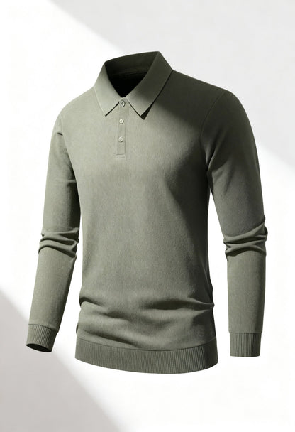 Men's Elegant Slim Fit Long Sleeve Polo - Menloft