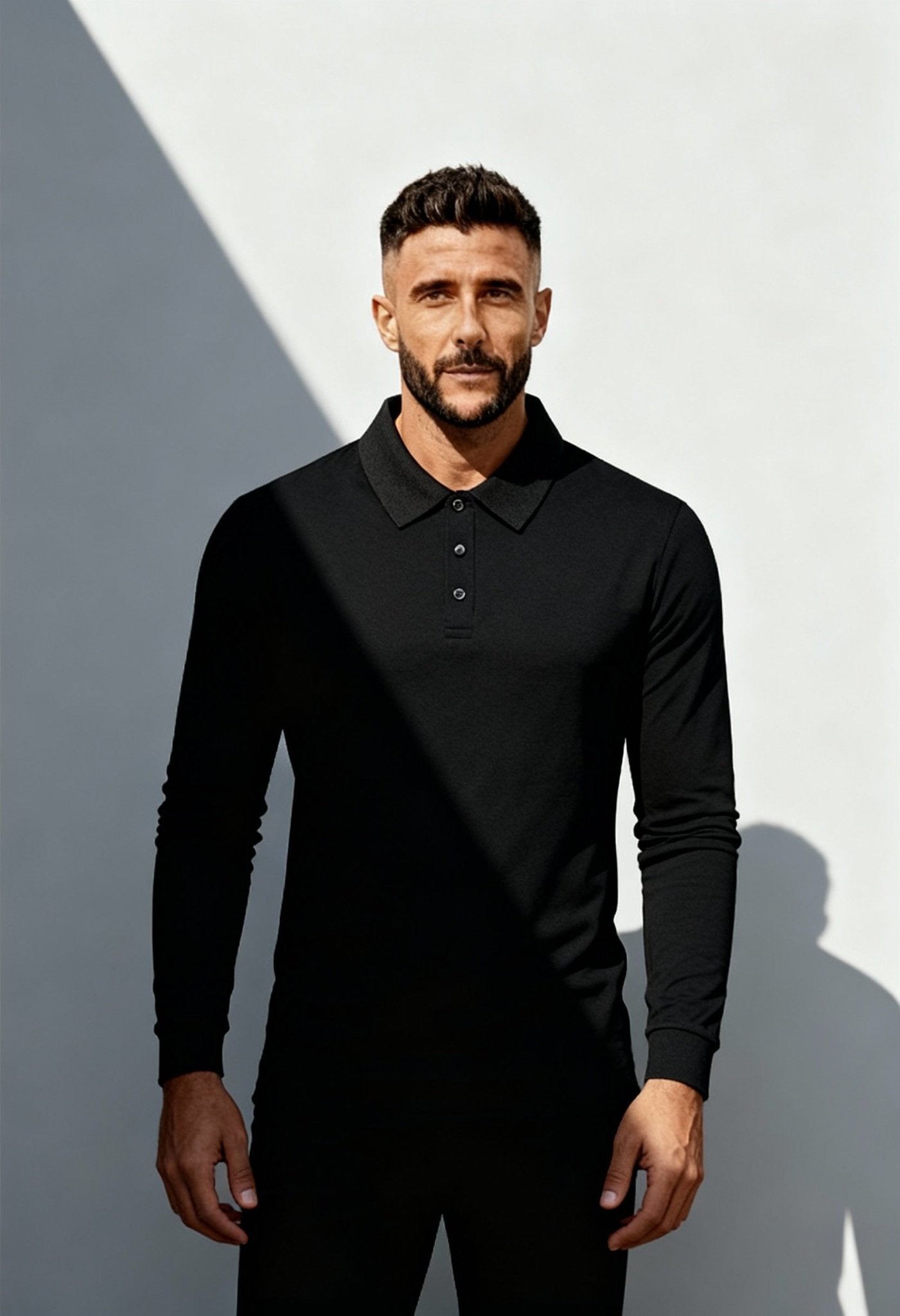 Men's Elegant Slim Fit Long Sleeve Polo - Menloft