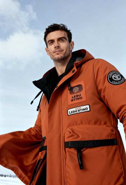 men’s winter parka fabric detail Menloft