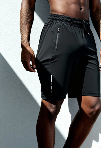 Men's Ice Silky Training Shorts with Zippered Pockets - Menloft
