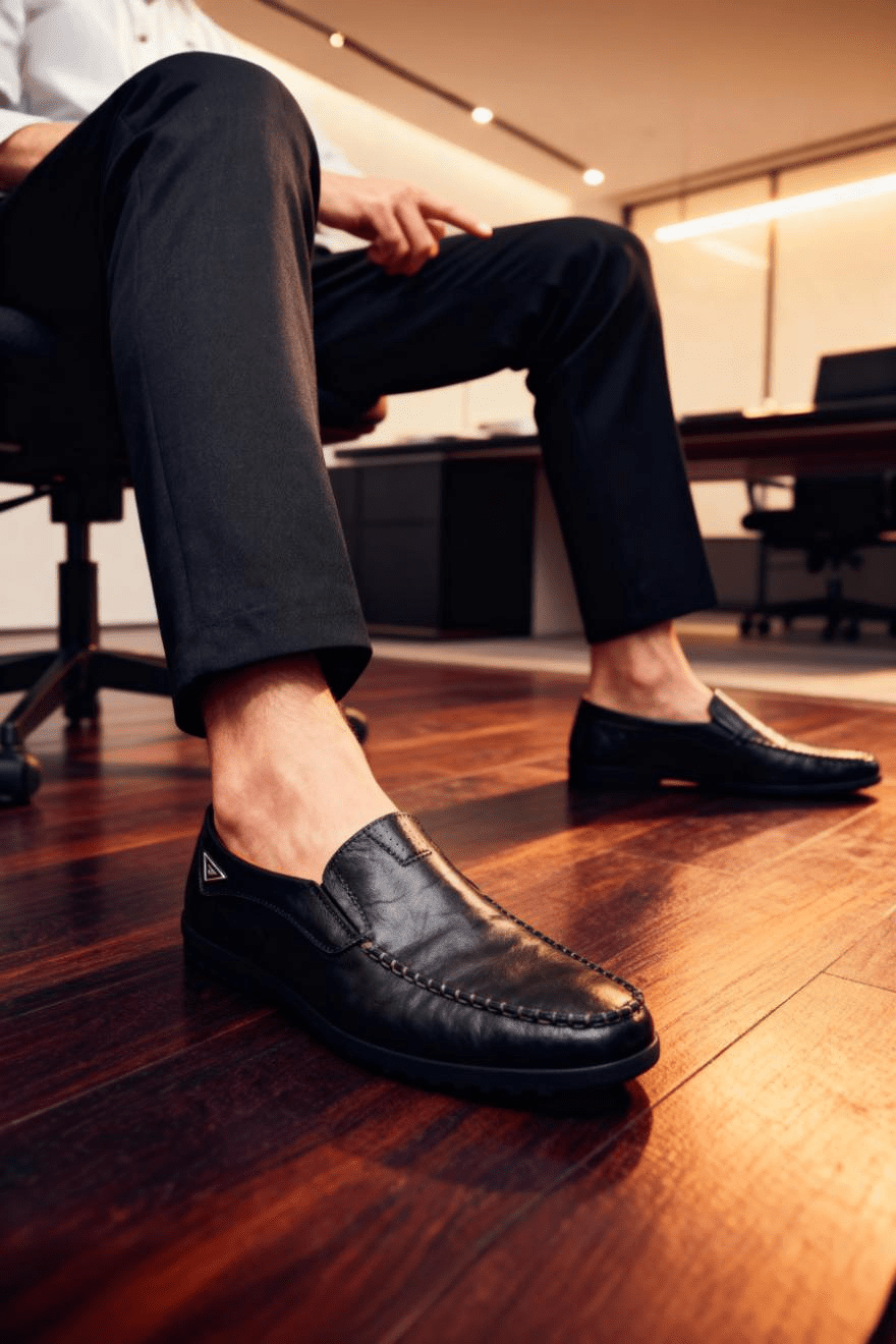 men’s leather loafers side view Menloft