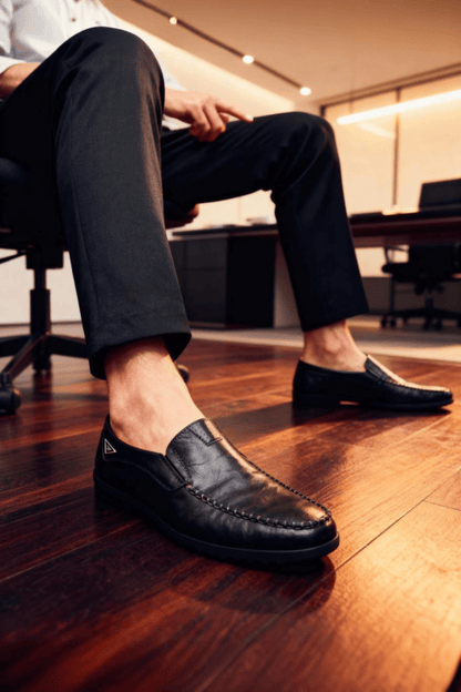 men’s leather loafers side view Menloft