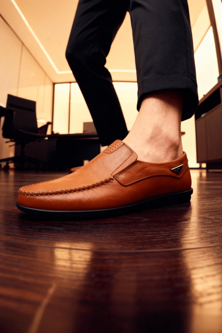 men’s leather loafers back view Menloft