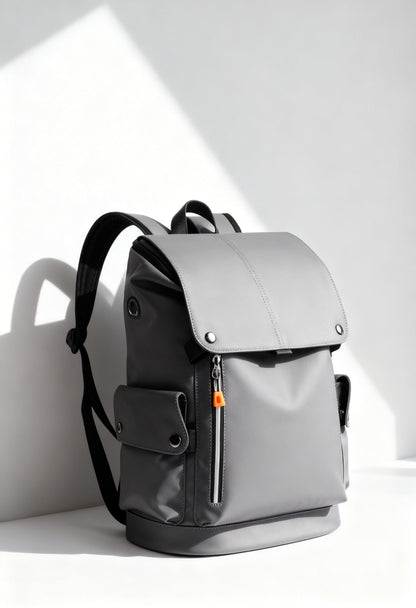Back view of men's double shoulder bag, ergonomic straps