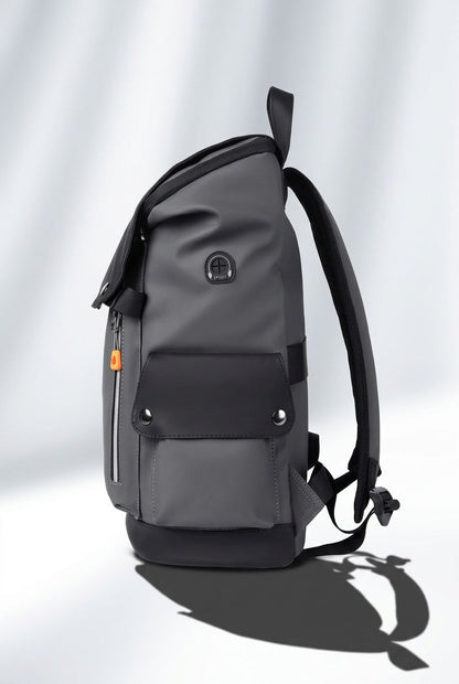 Men's backpack on desk, ideal for work or study