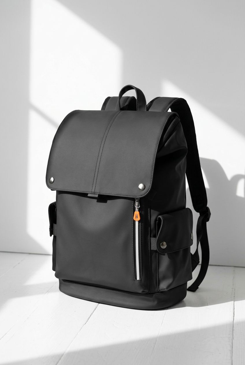 Close-up of durable zipper on men's workwear backpack