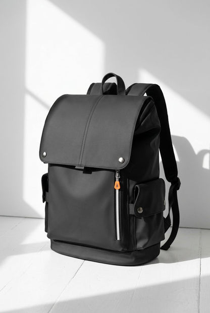 Close-up of durable zipper on men's workwear backpack