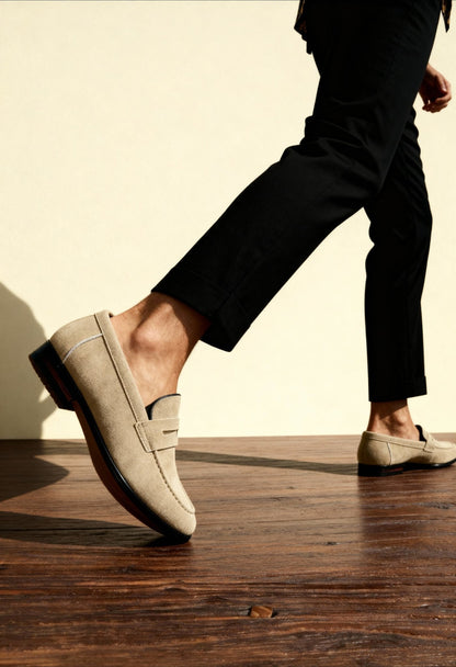 men’s suede loafers front view Menloft