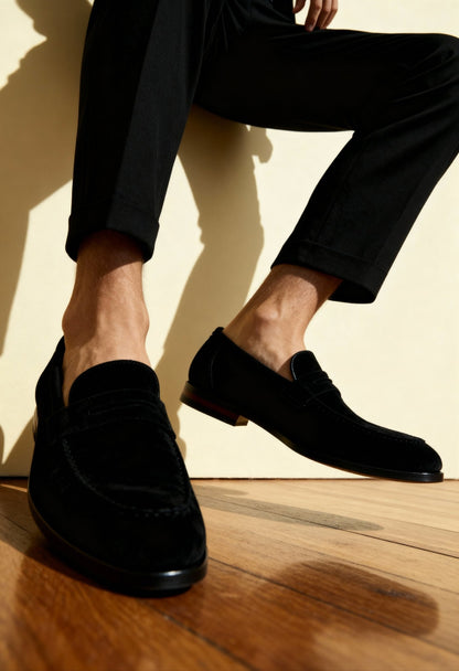men’s suede loafers back view Menloft