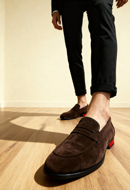 men’s suede loafers side view Menloft