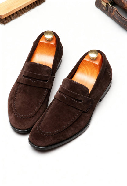 men’s suede loafers formal outfit Menloft