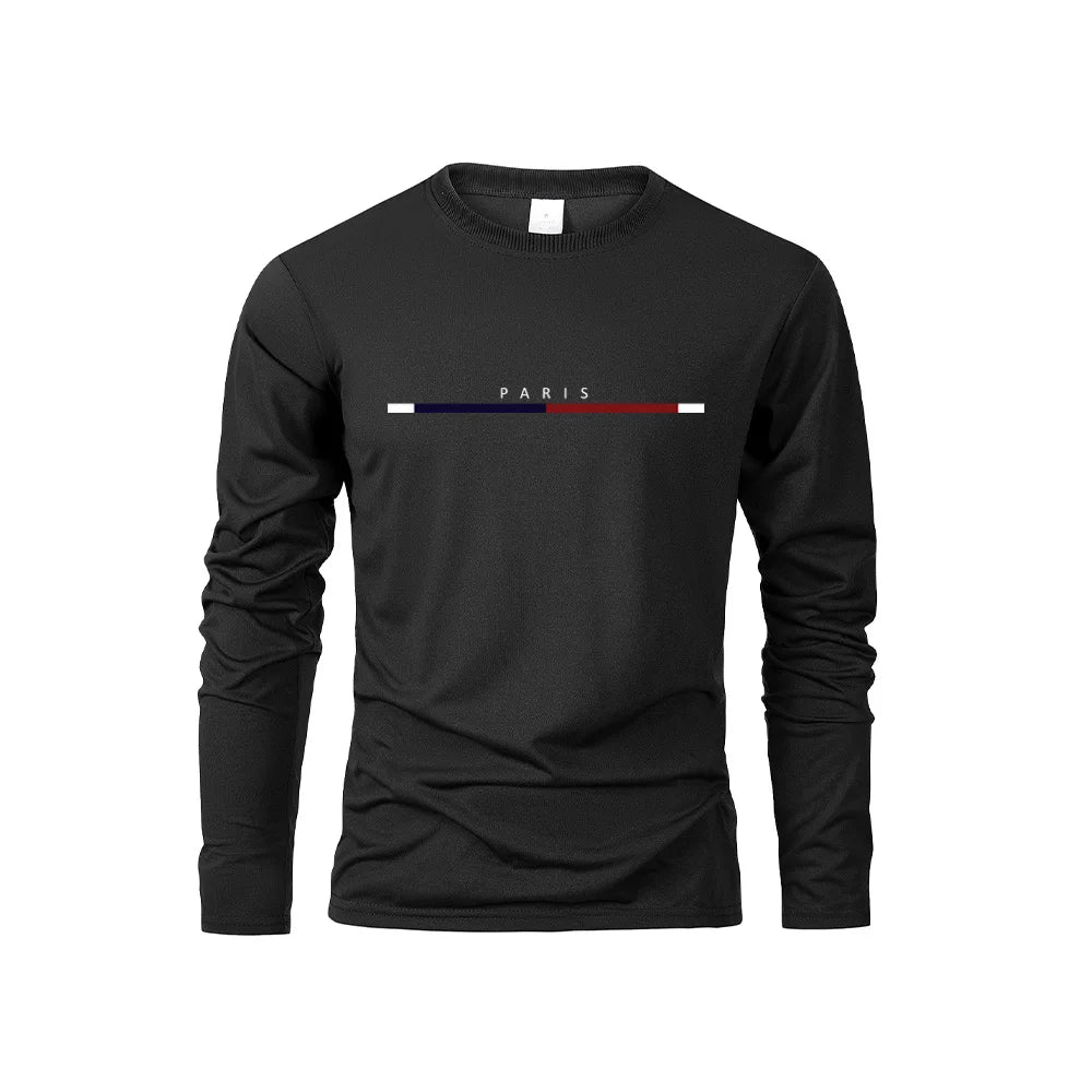 Men's Paris Print Long Sleeve Casual T-Shirt - Menloft