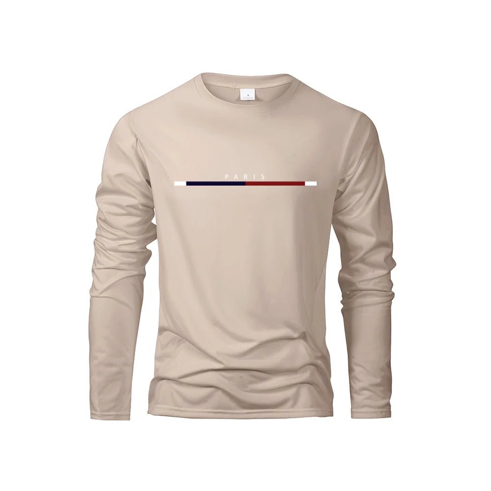Men's Paris Print Long Sleeve Casual T-Shirt - Menloft