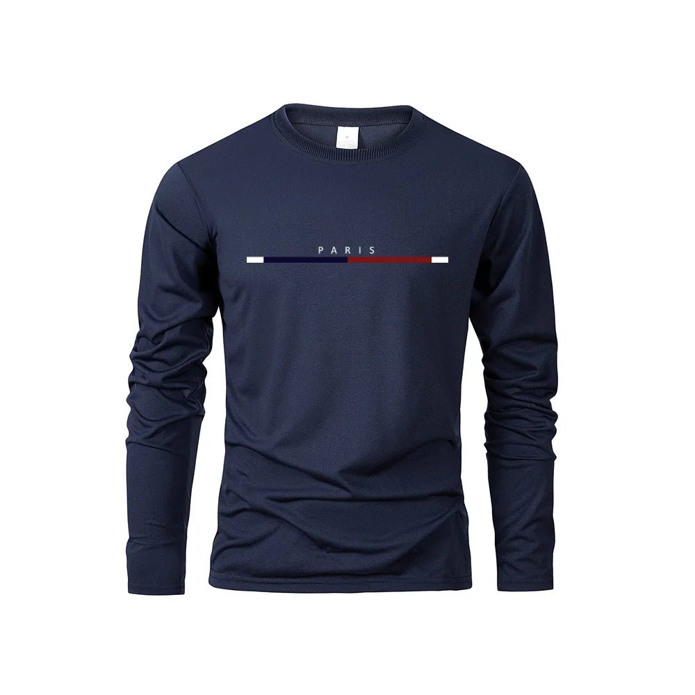 Men's Paris Print Long Sleeve Casual T-Shirt - Menloft