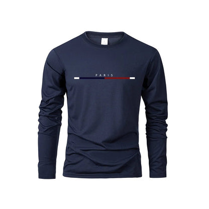 Men's Paris Print Long Sleeve Casual T-Shirt - Menloft