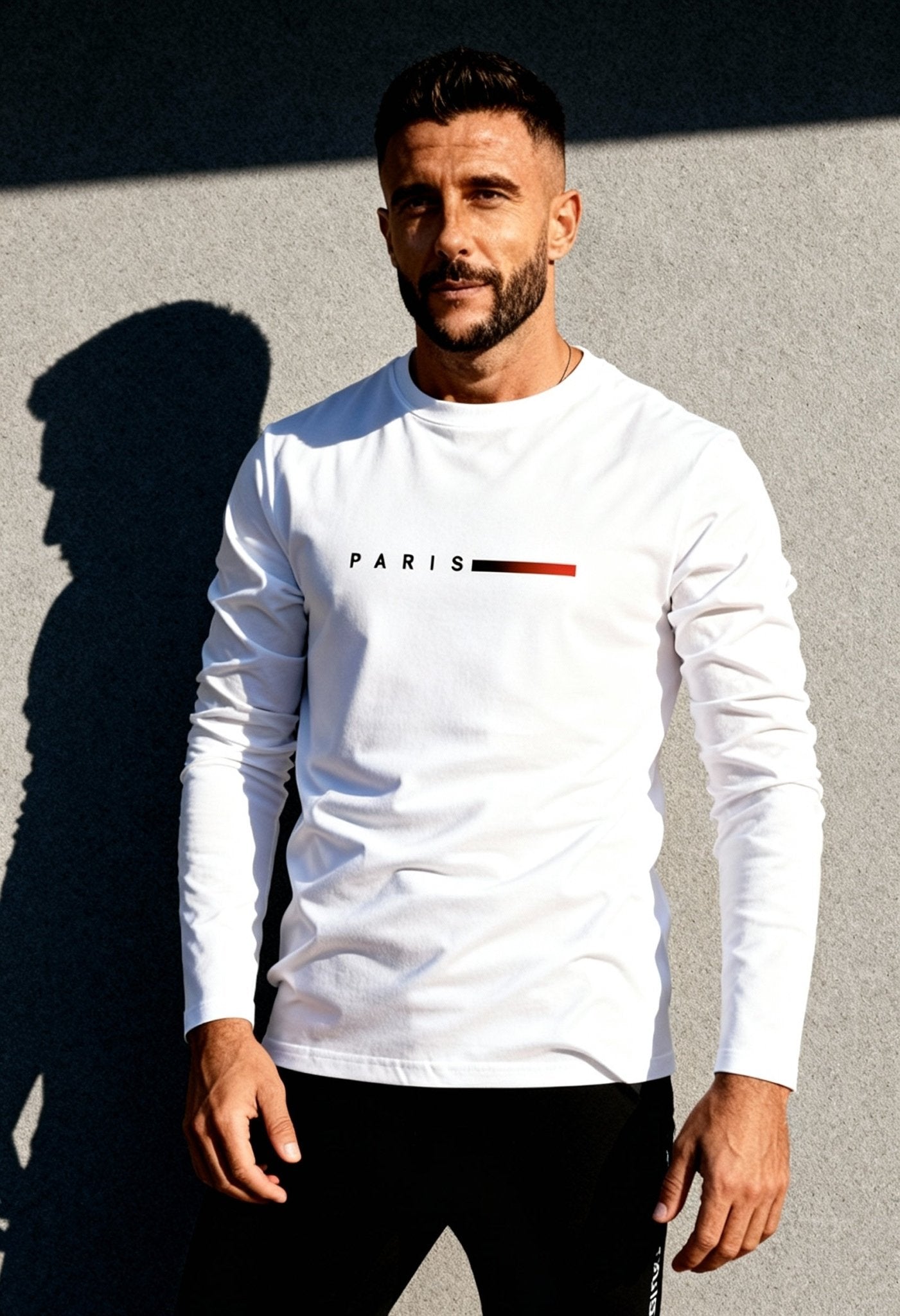 Men's Paris Print Long Sleeve Casual T-Shirt - Menloft