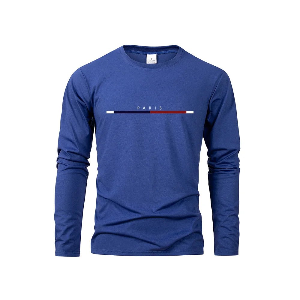 Men's Paris Print Long Sleeve Casual T-Shirt - Menloft