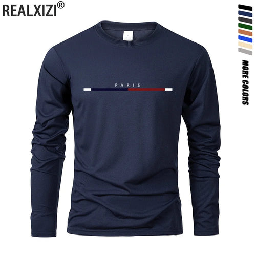 Men's Paris Print Long Sleeve Casual T-Shirt - Menloft