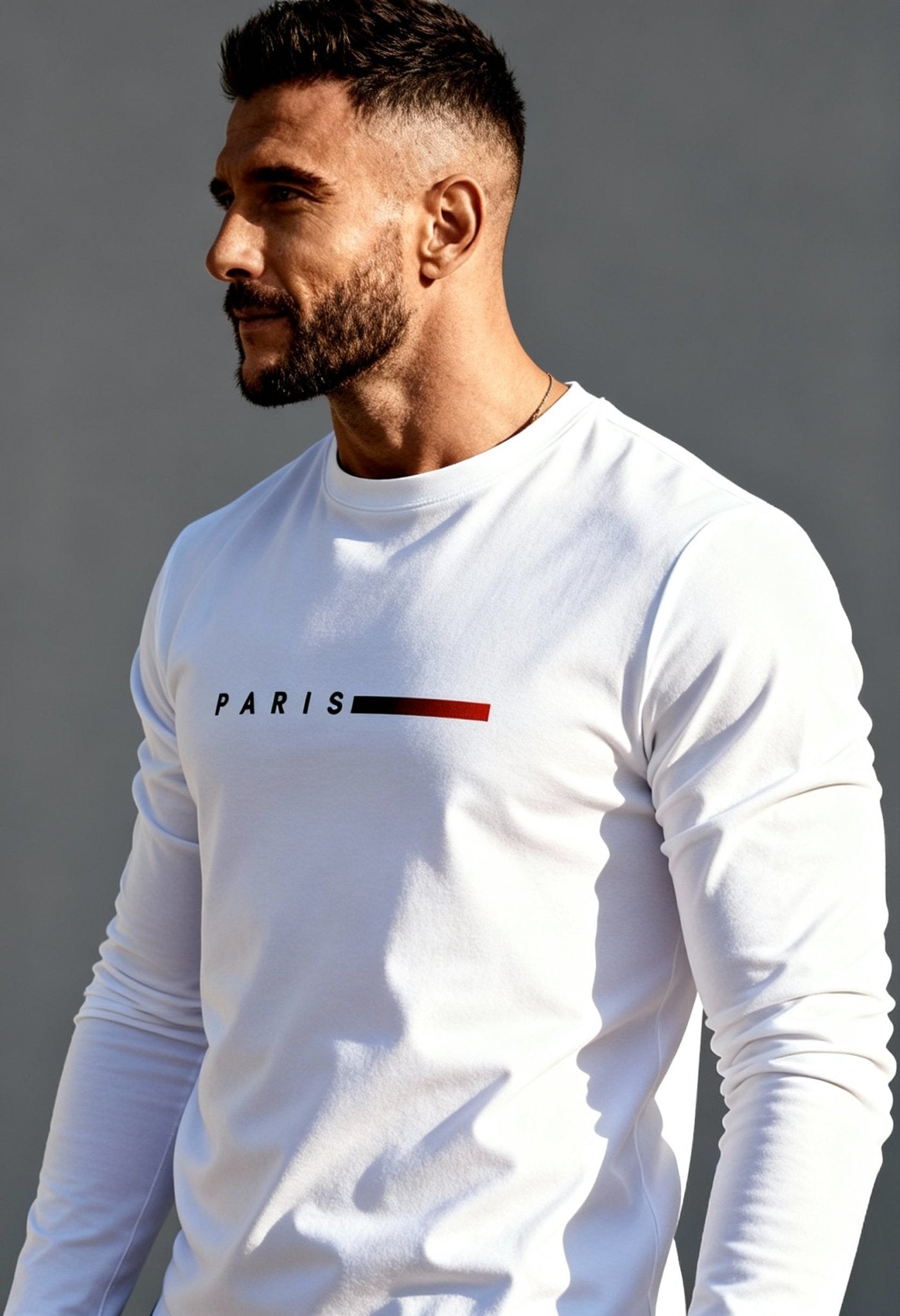 Men's Paris Print Long Sleeve Casual T-Shirt - Menloft