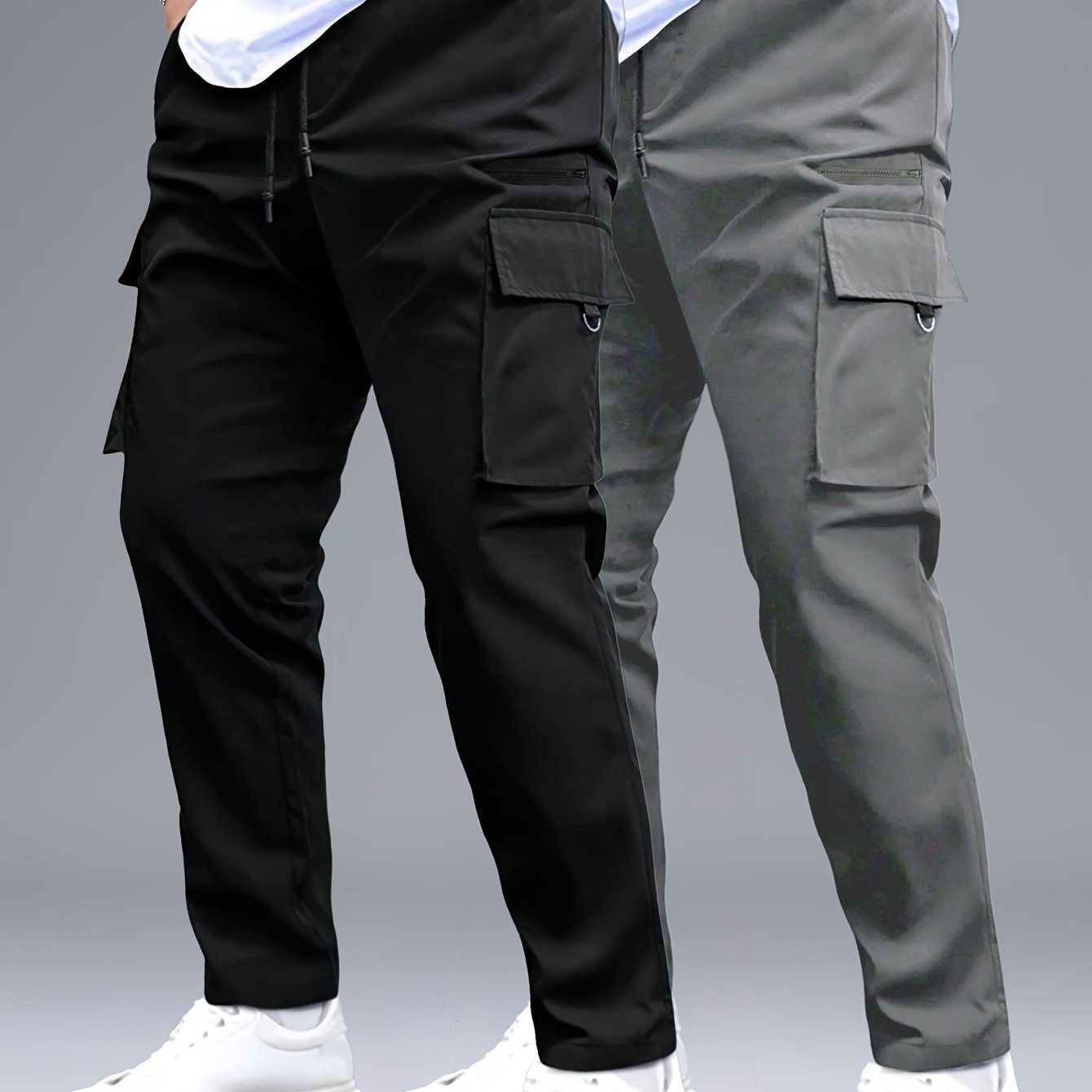 Men's Premium Cargo Pants Set - Black & Gray - Menloft