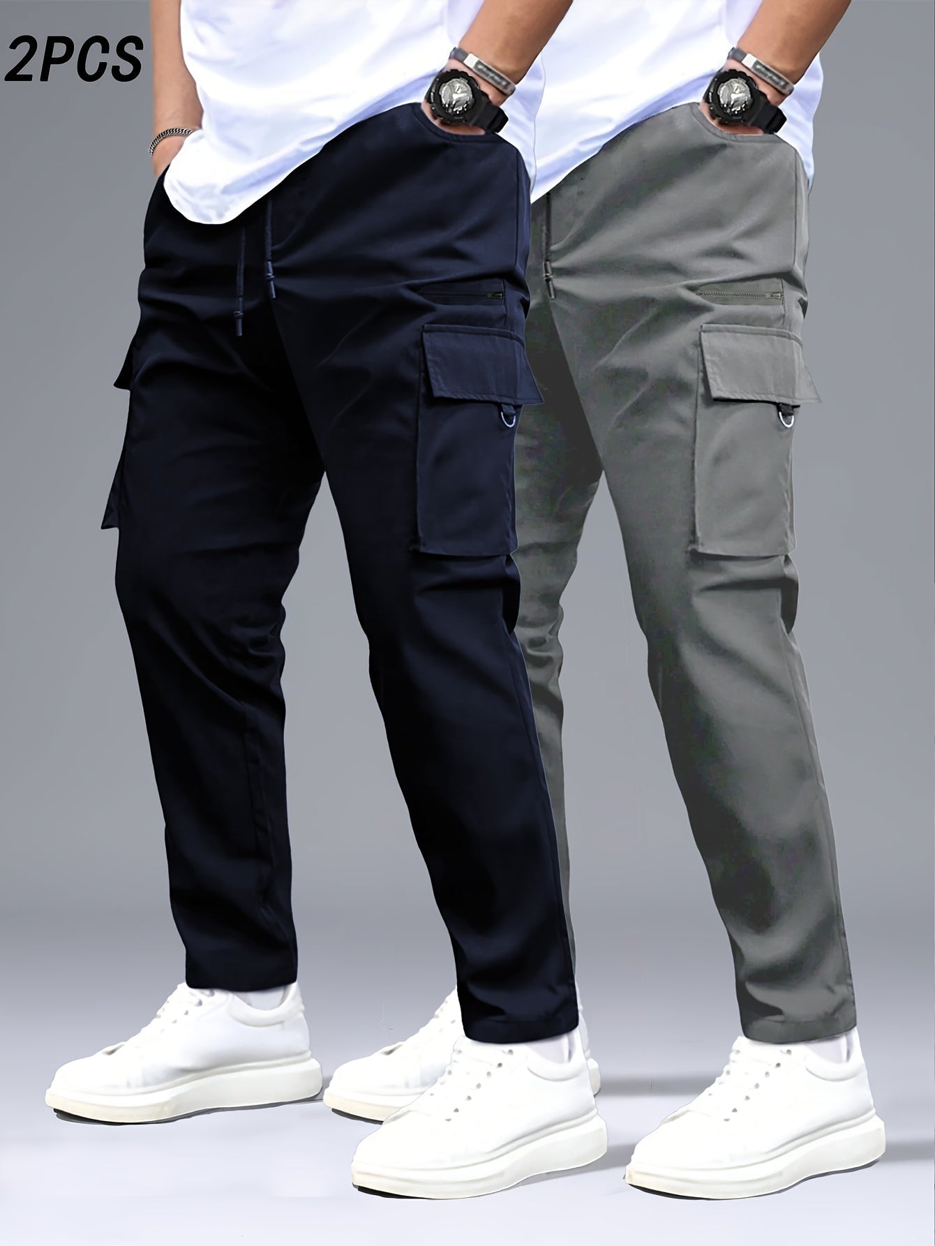 Men's Premium Cargo Pants Set - Black & Gray - Menloft