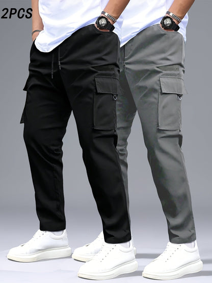 Men's Premium Cargo Pants Set - Black & Gray - Menloft