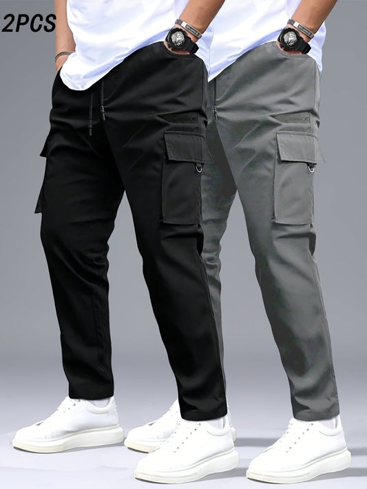 Men's Premium Cargo Pants Set - Black & Gray - Menloft