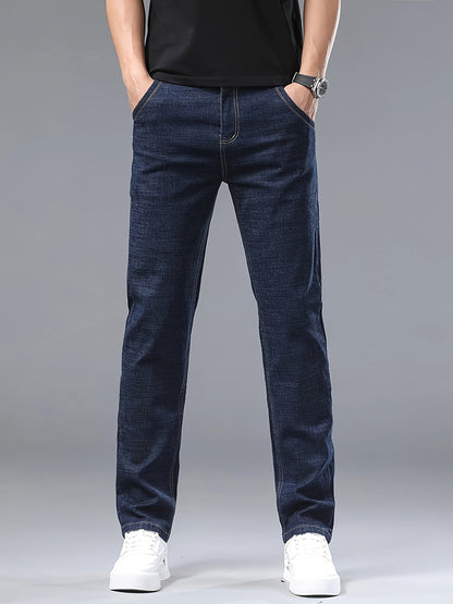 Men's Slim Fit Stretch Faux Denim Pants - Classic Blue - Menloft