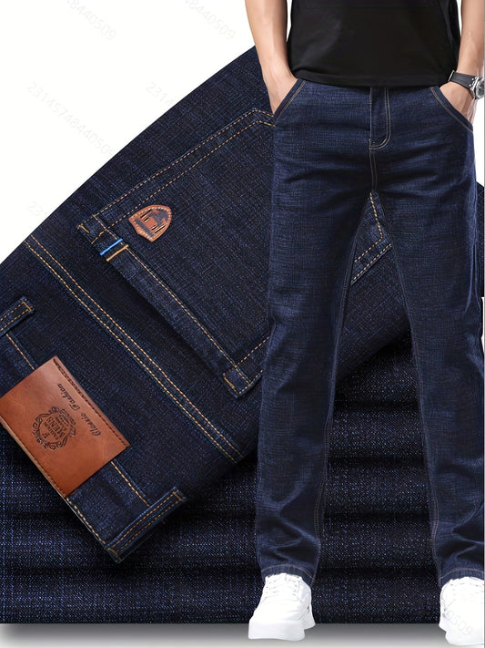 Men's Slim Fit Stretch Faux Denim Pants - Classic Blue - Menloft