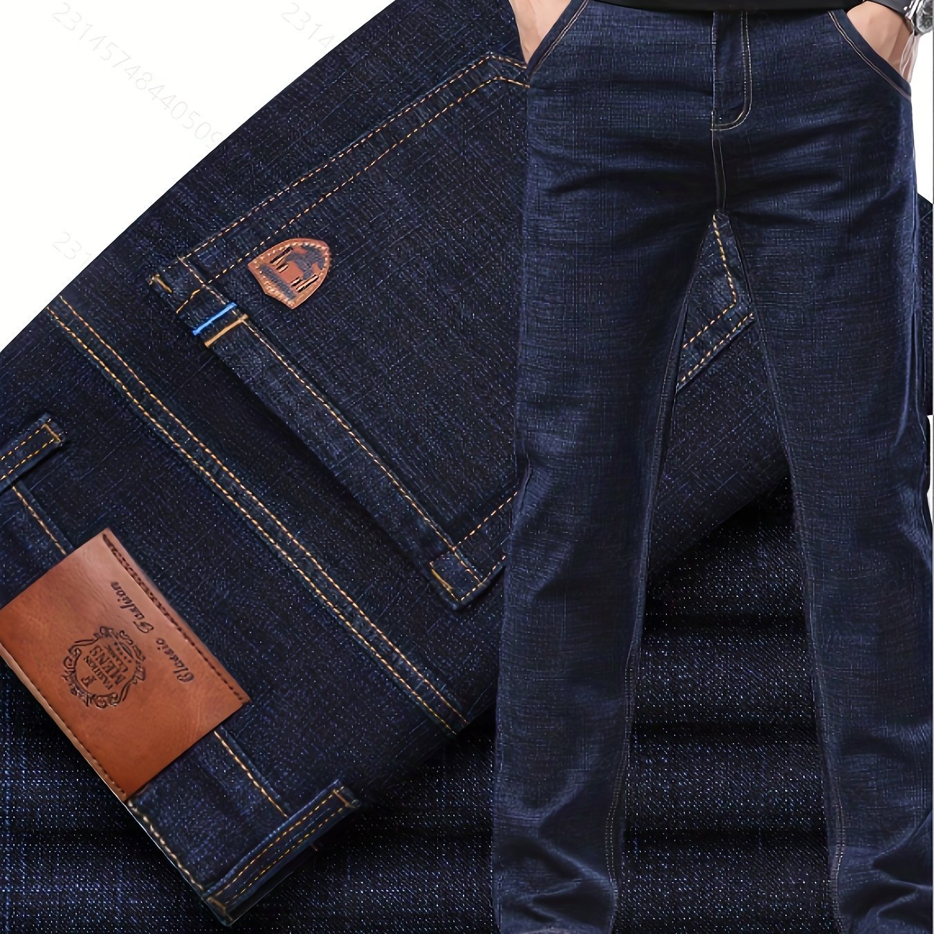 Men's Slim Fit Stretch Faux Denim Pants - Classic Blue - Menloft