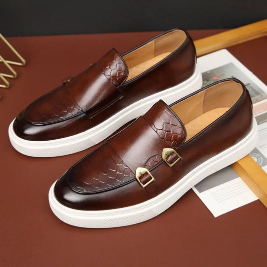 Men's Snakeskin Leather Loafers - Style & Comfort - MENLOFT LLC