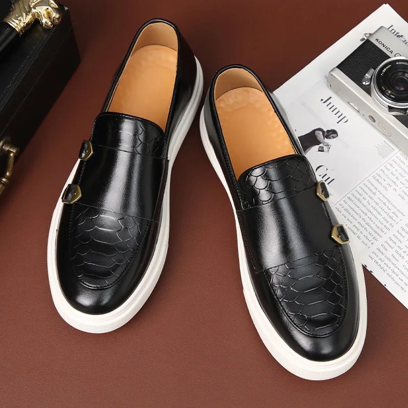 Men's Snakeskin Leather Loafers - Style & Comfort - MENLOFT LLC