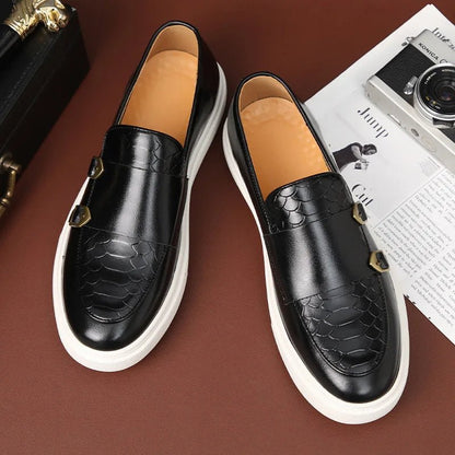 Men's Snakeskin Leather Loafers - Style & Comfort - MENLOFT LLC