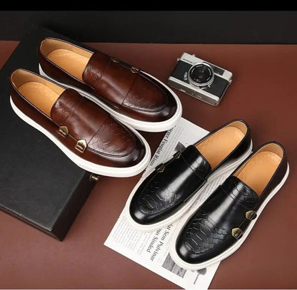 Men's Snakeskin Leather Loafers - Style & Comfort - MENLOFT LLC