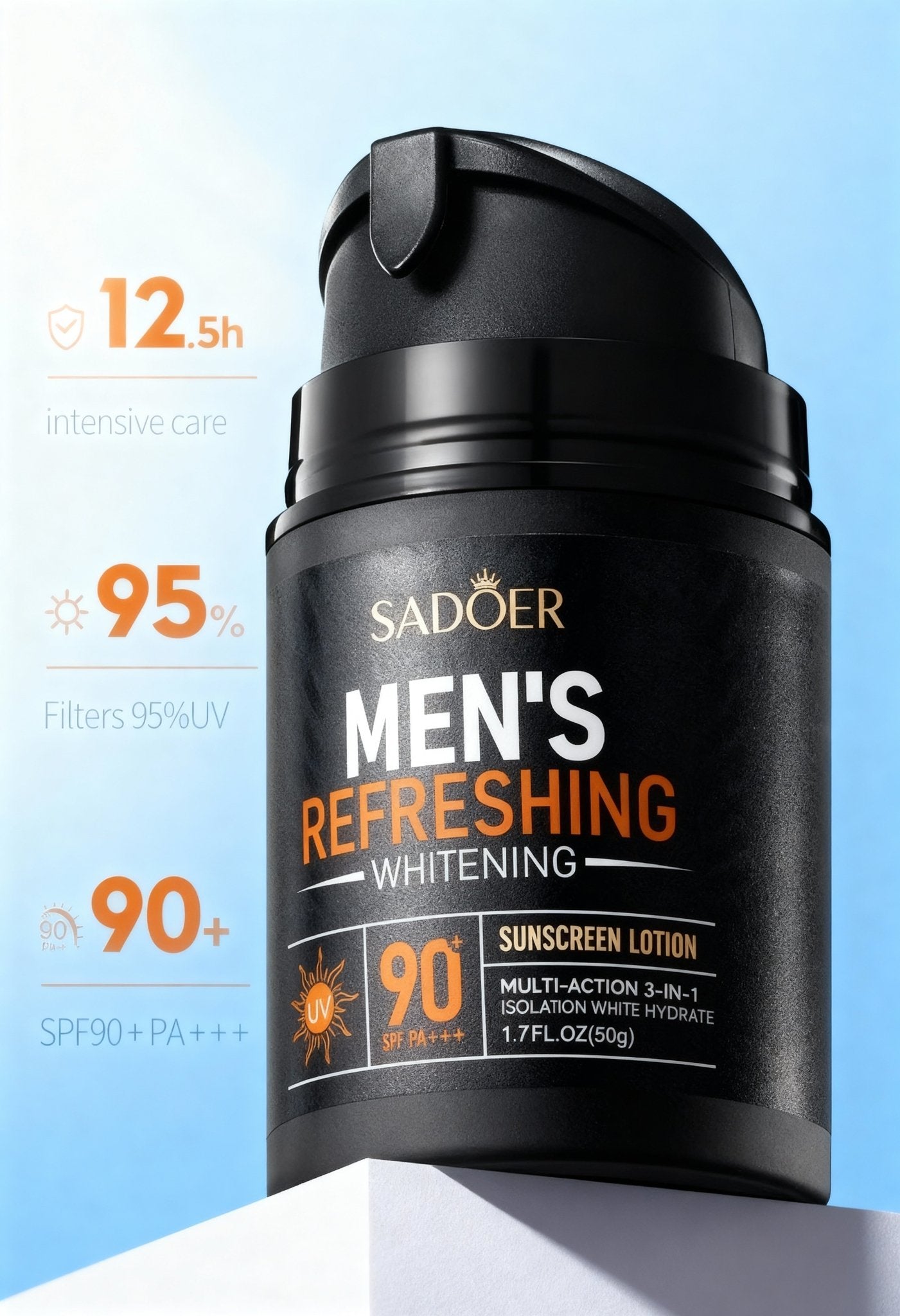 men’s sunscreen SPF90 texture close-up Menloft